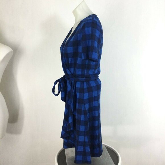 Draper James Buffalo Plaid Wrap Dress Womens Nassau Navy Size XS NWT - Picture 5 of 10